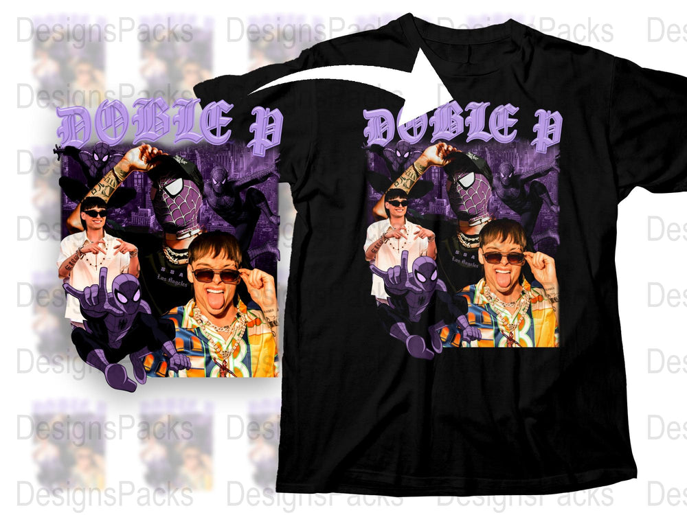 Colorful Unisex T-Shirt with Doller P Graphic, Vibrant Purple and Orange Design, Trendy Streetwear Tee for All Ages