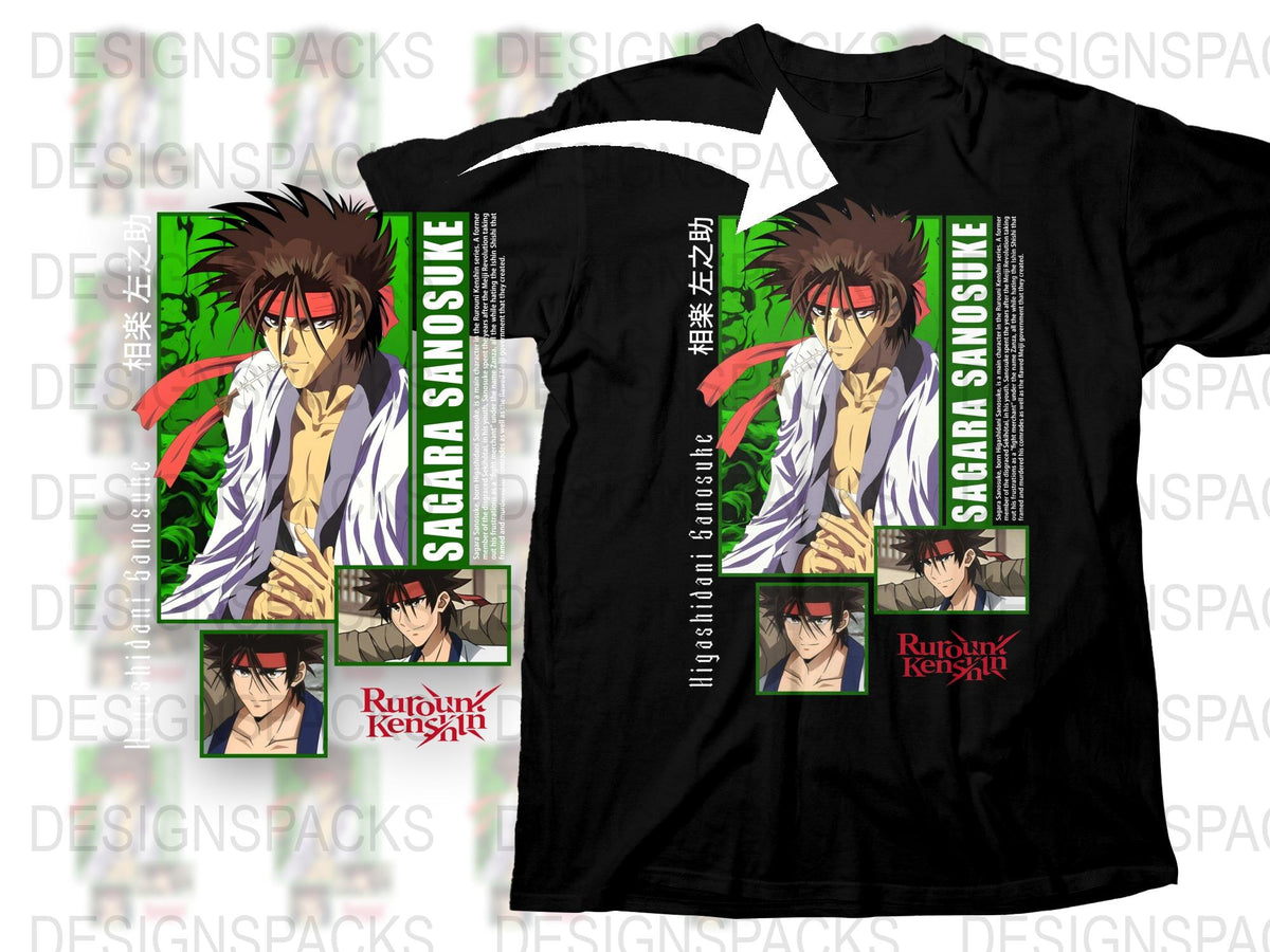 Rurouni Kenshin Anime T-Shirt, Sagara Sanosuke Graphic Tee, Manga Series Inspired Shirt, Unisex Clothing