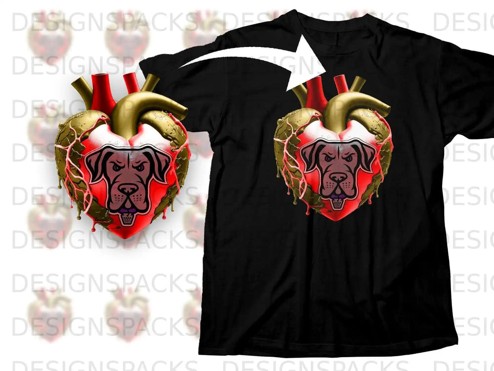 Heart Shaped Dog Design Graphic Printed T-shirt