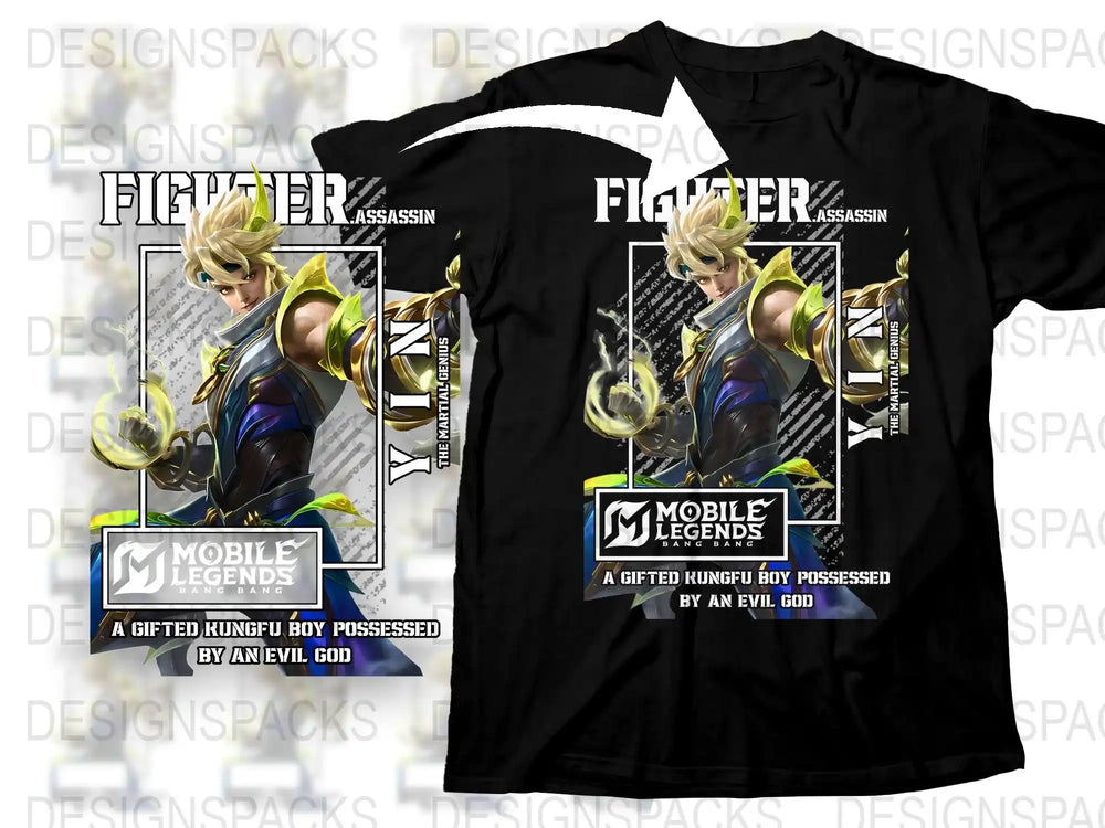Mobile Legends Fighter Assassin T-Shirt, Gifted Kungfu Boy, Evil God Graphic Tee, Gaming Apparel