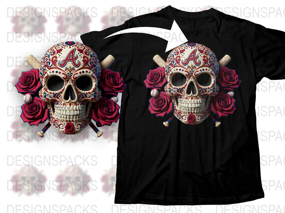 Alabama Crimson Tide Sugar Skull T-Shirt, Floral Skull Graphic Tee, College Football Fan Apparel, Unisex Black Shirt