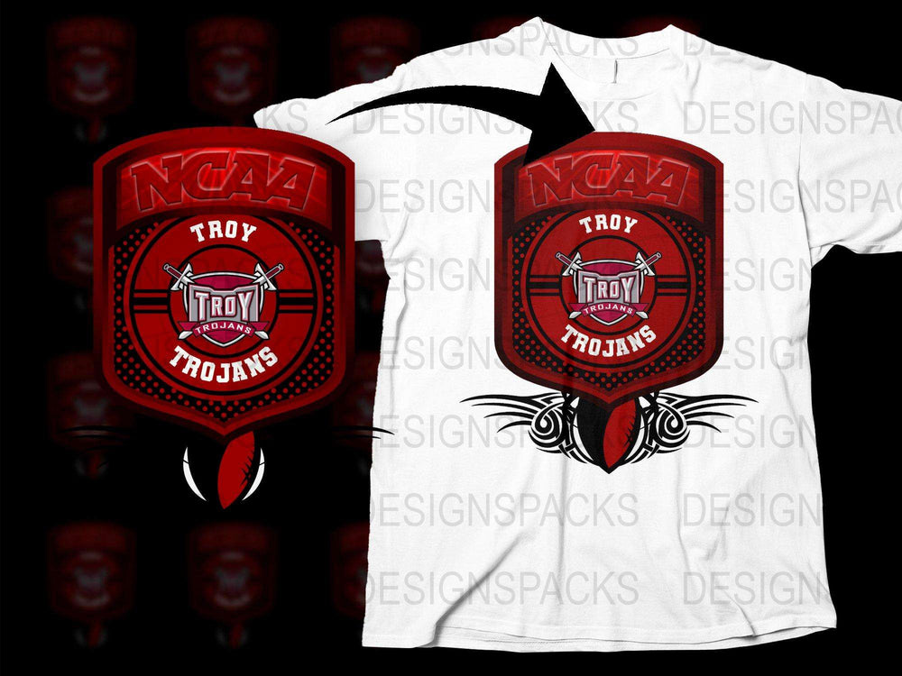 NCAA Troy Trojans Logo T-Shirt, College Sports Fan Apparel, Red and White Graphic Tee, Unisex Casual Wear