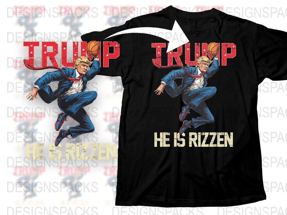 Trump Political T-Shirt, He is Rizzen Graphic Tee, Presidential Satire, Unisex Cotton Shirt, Novelty Gift Idea