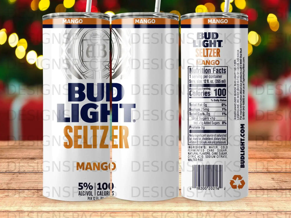 Bud Light Seltzer Mango, 5% ABV, 100 calories per can.