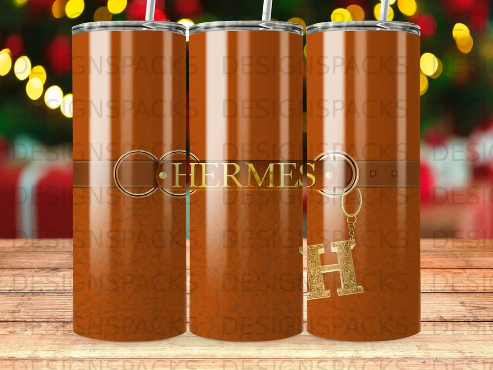 Hermes Orange Brown Gold H Initial Tumbler product type
