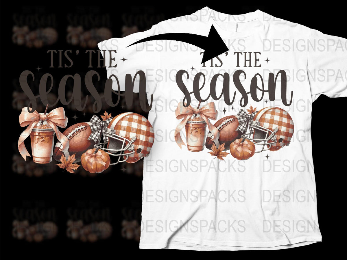 Festive Football Season T-Shirt | Autumn Sports Fan Apparel | Thanksgiving Football Tee with Pumpkins