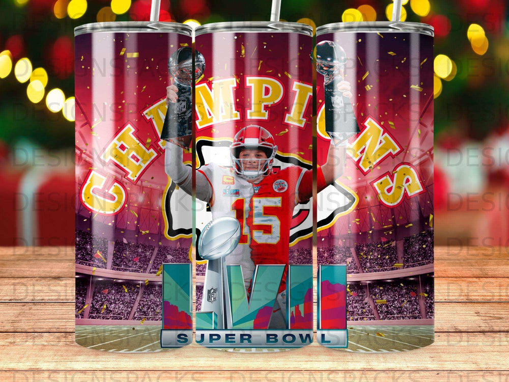 Kansas City Chiefs win Super Bowl LVII, Patrick Mahomes holding trophy.