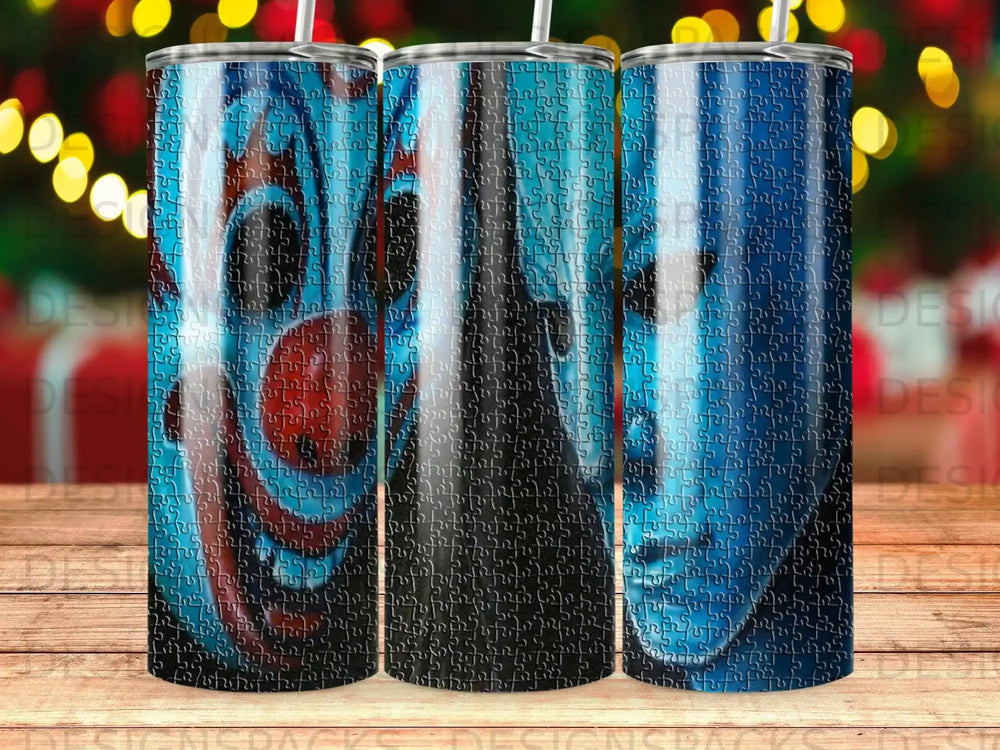 Stylized Faces Jigsaw Pattern Blue Red Black Tumbler product type