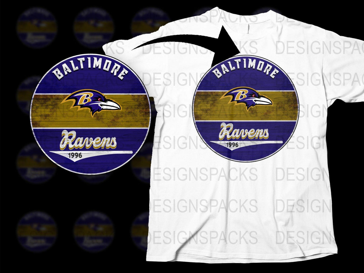 Baltimore Ravens T-Shirt 1996 Vintage Logo, Purple and Gold Football Fan Apparel, Unisex Sports Tee