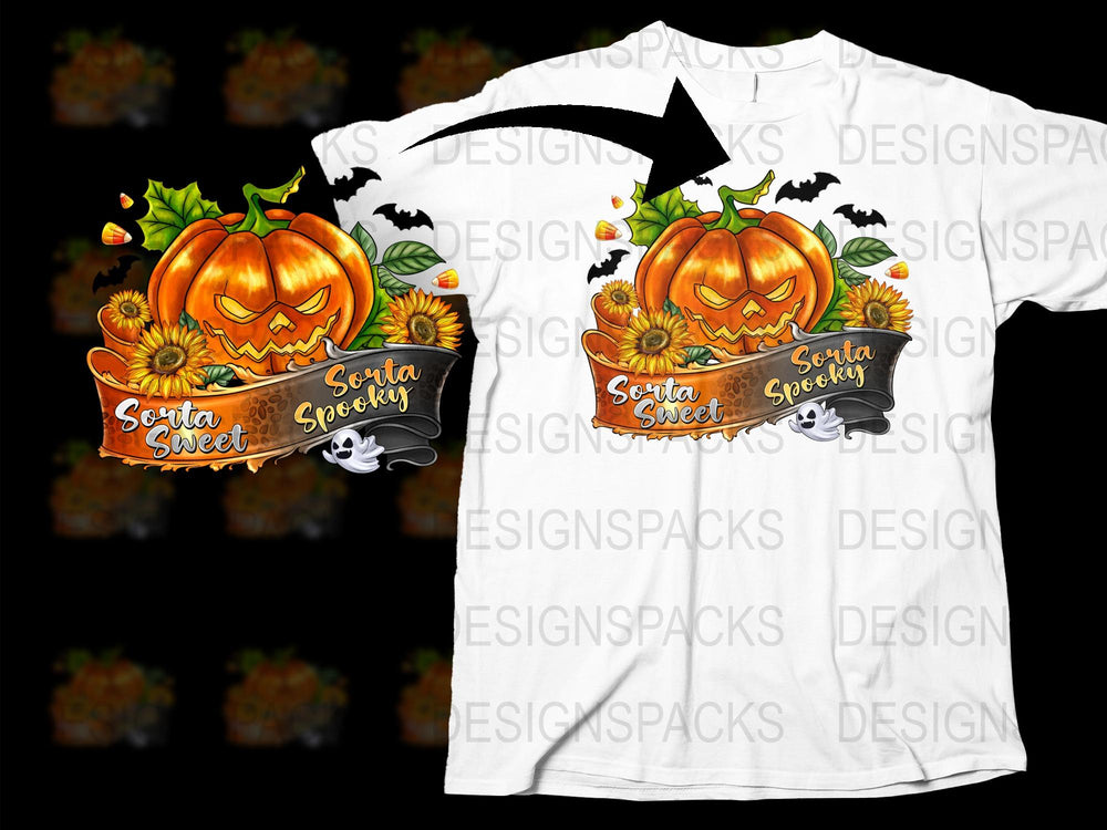 Autumn Pumpkin T-Shirt Halloween Sunflower Graphic Tee Spooky Cute Fall Fashion Top Unisex Casual Outfit