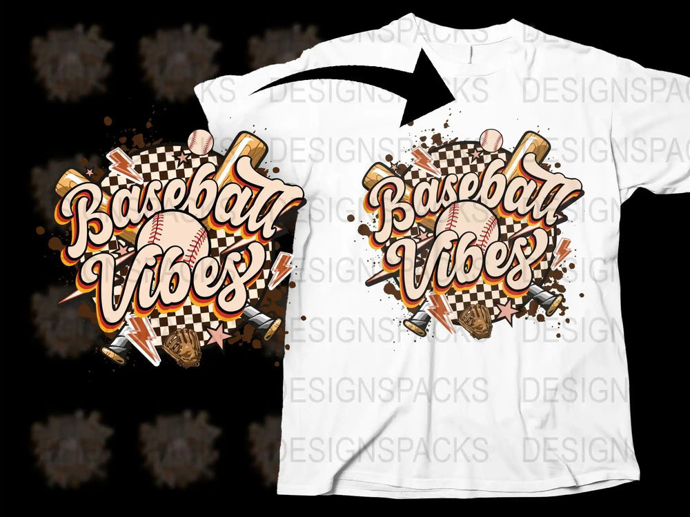 Baseball Vibes T-Shirt Sports Graphic Tee Men Women Casual Wear Game Day Outfit