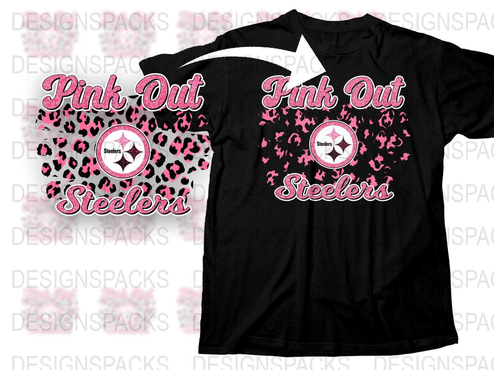 Pink Out Steelers T-Shirt, Breast Cancer Awareness, Sports Fan Apparel, Black and Pink Graphic Tee