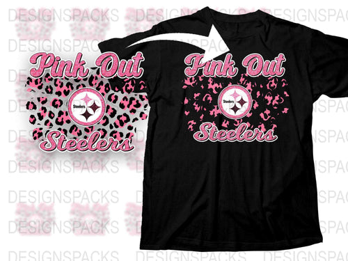 Pink Out Steelers T-Shirt, Breast Cancer Awareness, Sports Fan Apparel, Black and Pink Graphic Tee