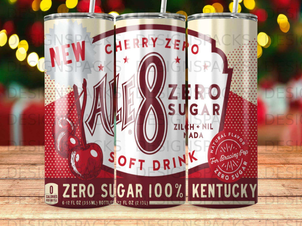 "8" logo on a can of Cherry Zero soft drink, zero sugar, Kentucky.