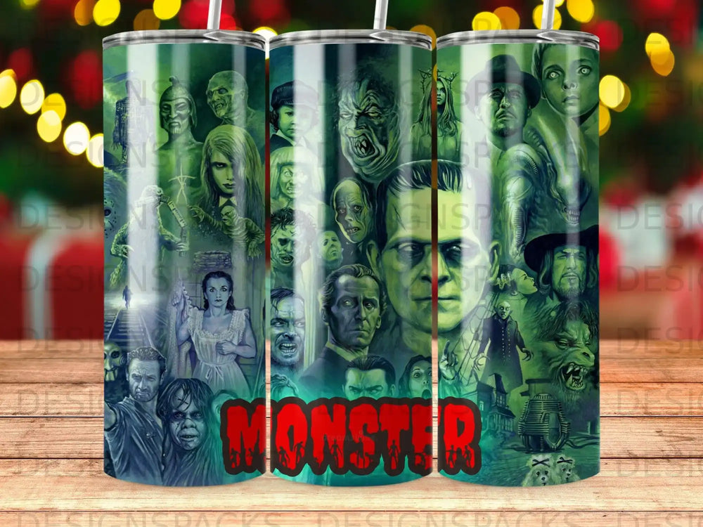 Collage of classic movie monsters and characters with the word "MONSTER" in red lettering.