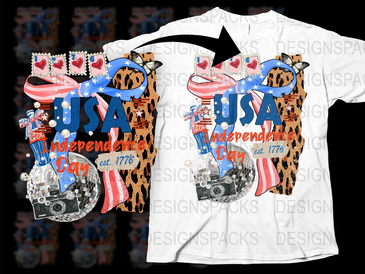 USA Independence Day T-Shirt, Leopard Print, Patriotic Cow Design, 4th of July Casual Top, Unisex Fashion Shirt