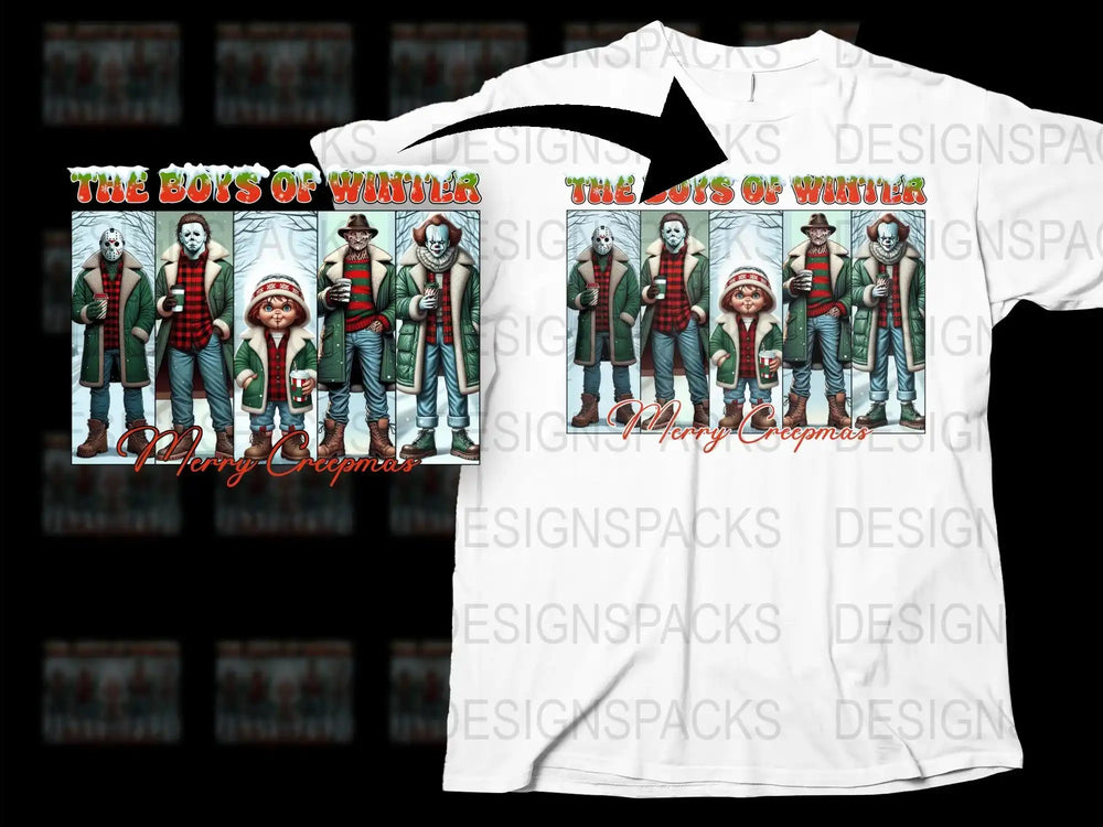 Festive Christmas T-Shirt, The Boys of Winter Design, Santa and Elf Graphic Tee, Holiday Apparel, Unique Xmas Gift Idea