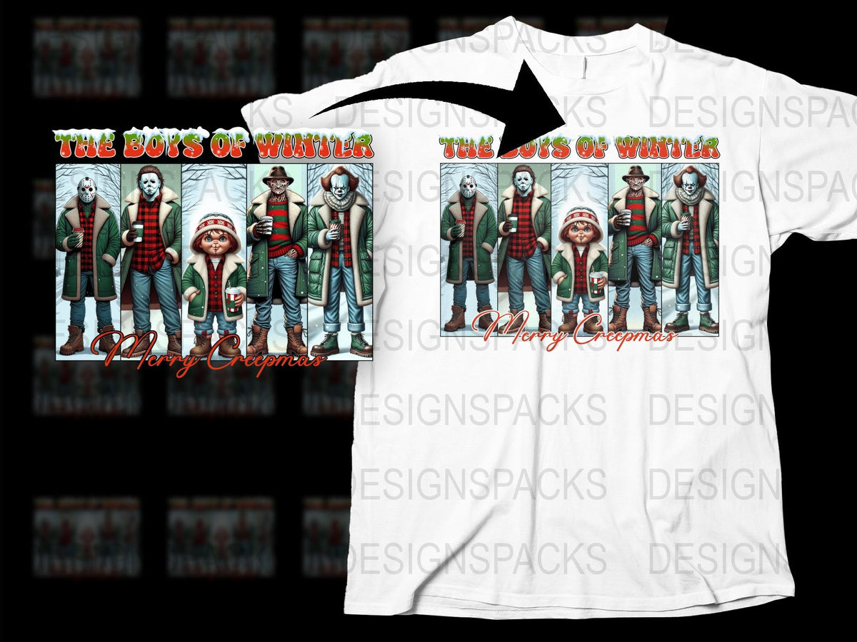 Festive Christmas T-Shirt, The Boys of Winter Design, Santa and Elf Graphic Tee, Holiday Apparel, Unique Xmas Gift Idea