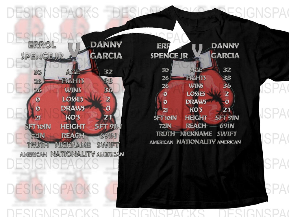 Errol Spence Jr Danny Garcia Fight Stats Black T-shirt, Boxing Fan Apparel, American Nationality Graphic Tee