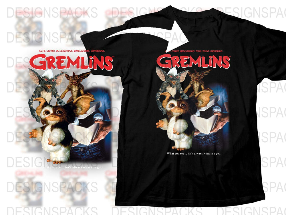 Vintage Gremlins T-Shirt, Classic 80s Movie Tee, Retro Gizmo Graphic Shirt, Black Cotton Top, Collectible Film Merchandise, Unisex Fit