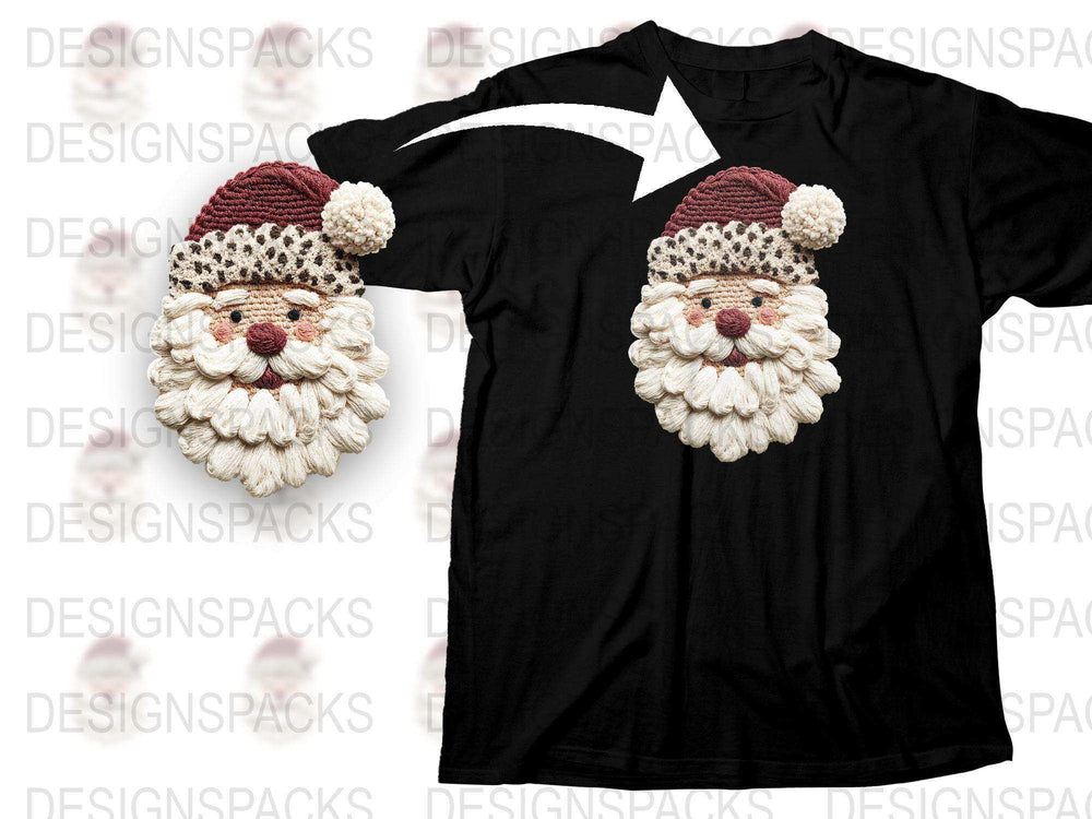Santa Claus Face T-Shirt, Christmas Holiday Graphic Tee, Festive Winter Apparel, Unisex Cotton Shirt
