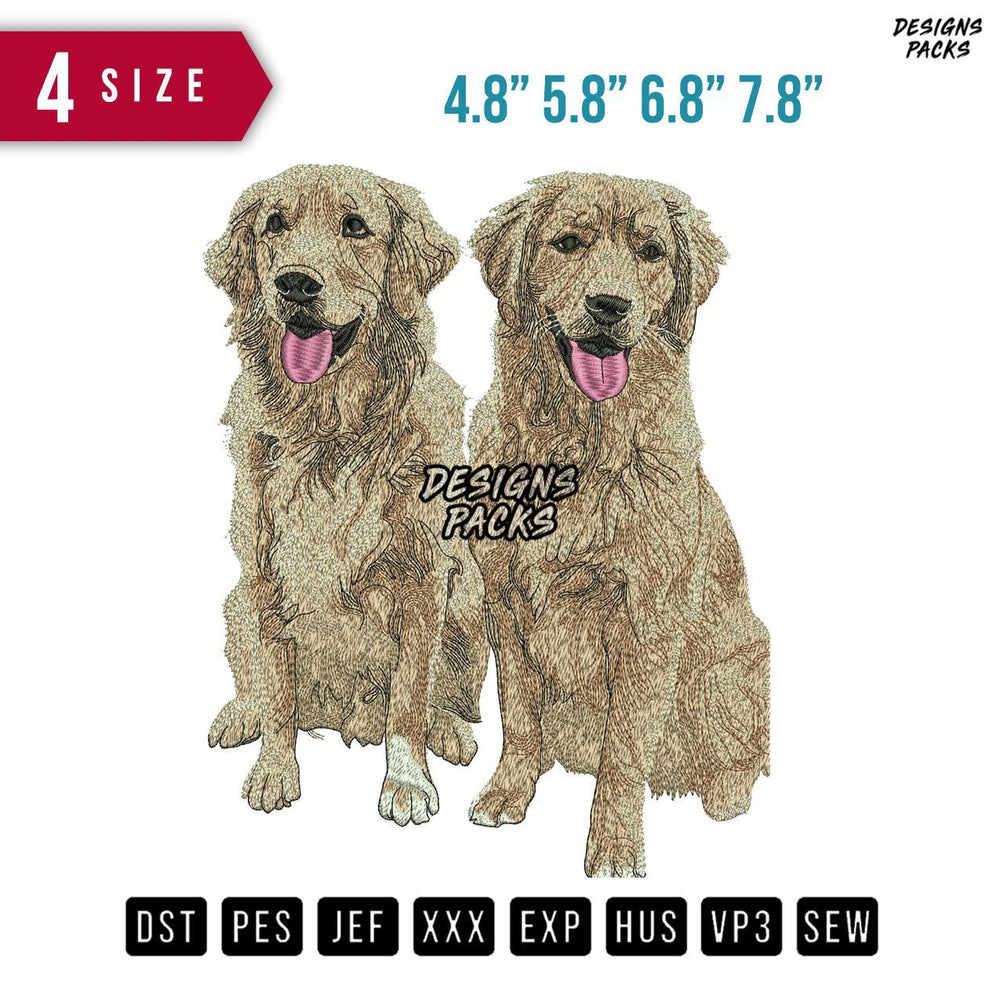 2 dogs Twin Embroidery Design