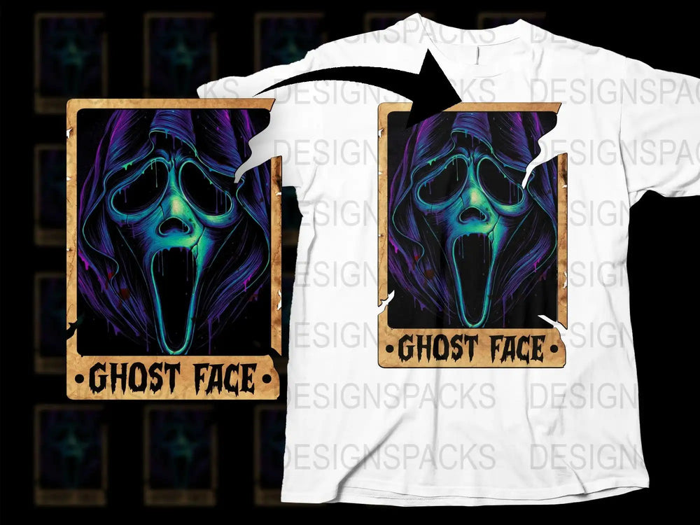 Ghost Face Graphic T-Shirt, Neon Colors, Halloween Glow in the Dark Shirt, Unisex Fashion Tee, Unique Party Wear, Spooky Apparel