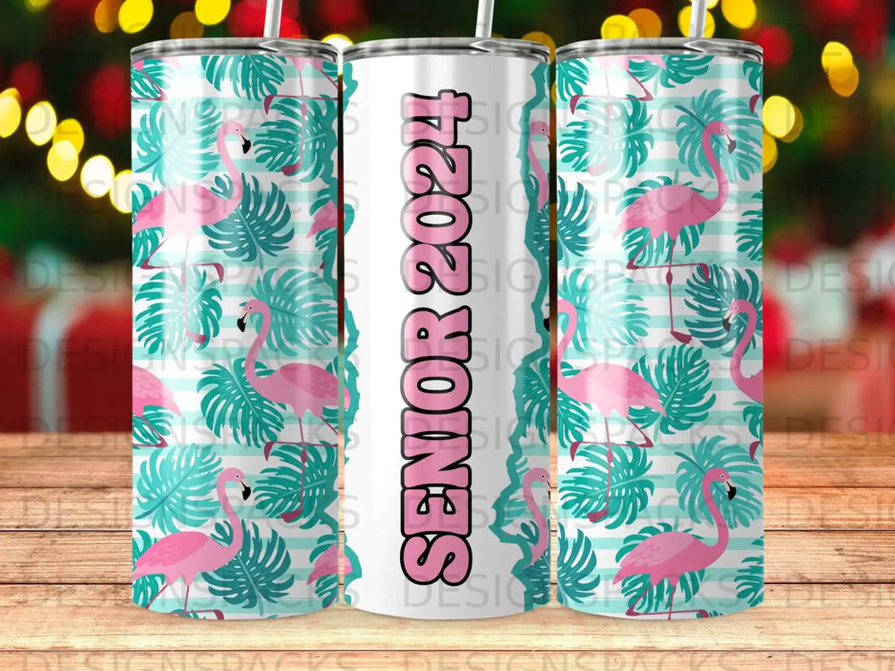 Senior 2024 Flamingo Tropical Palm Leaf Stripes Tumbler product type