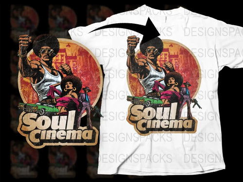Vintage Soul Cinema T-Shirt, Retro Movie Graphic Tee, Funky 70s Film Design, Unisex Fashion