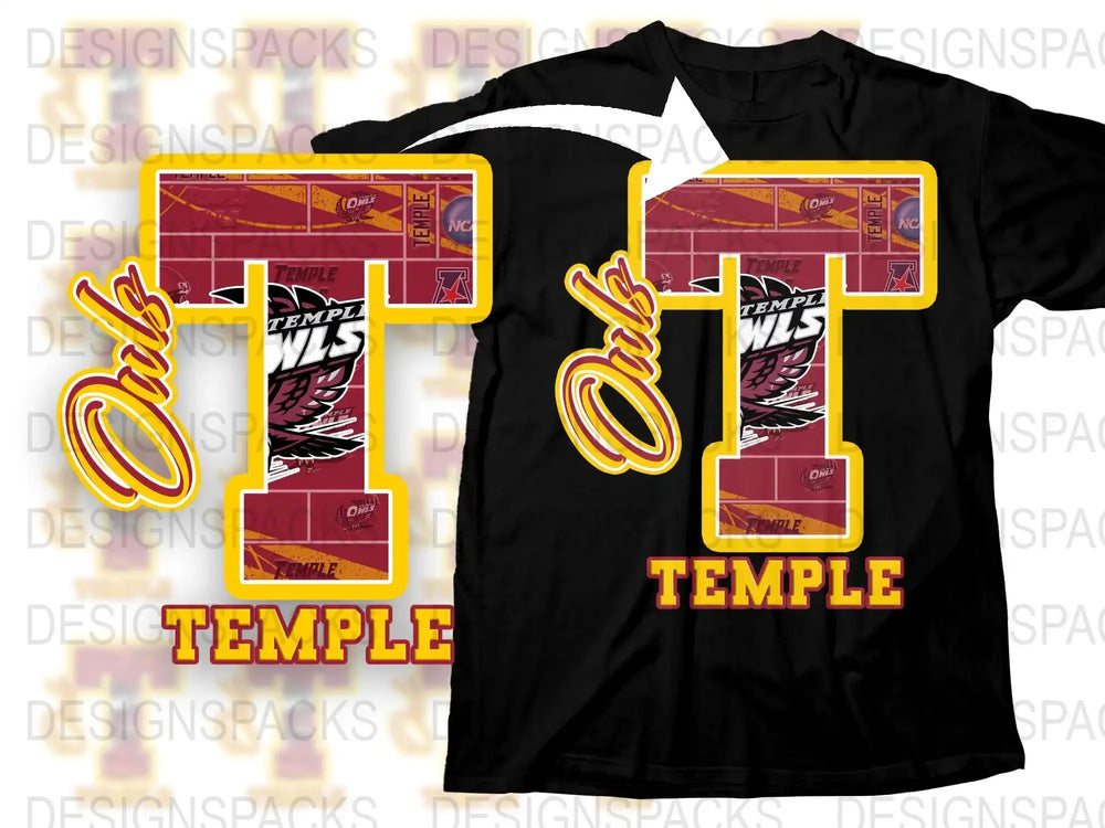Temple University T-Shirt, College Team Apparel, Red and Yellow Graphic Tee, Sports Fan Gift, Casual Wear