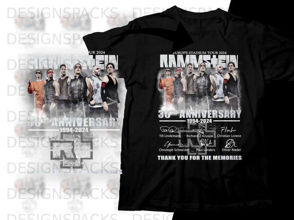 Rammstein 30th Anniversary Europe Stadium Tour 2024 band photo with signatures.