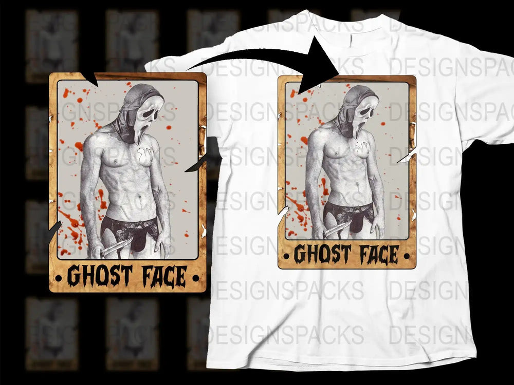 Ghost Face Horror Movie Inspired T-Shirt, Spooky Blood Splatter Design, Unisex Fashion Tee