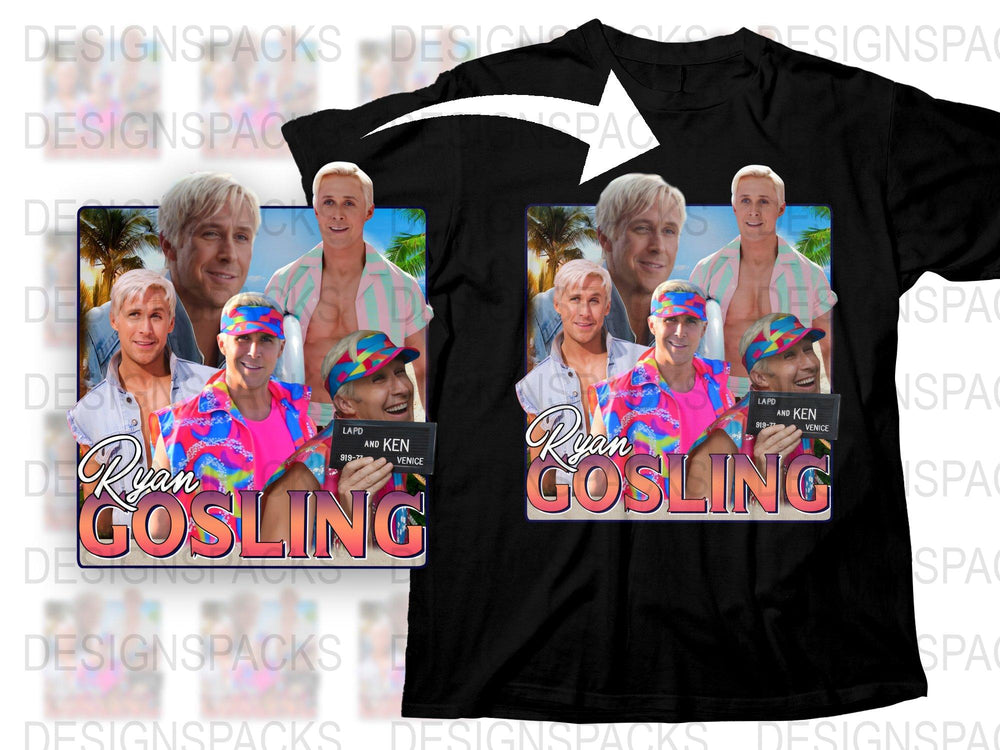 Ryan Gosling Graphic T-Shirt, Vintage Photo Collage, Colorful Pop Art Style, Soft Cotton Tee, Unisex Fashion Top