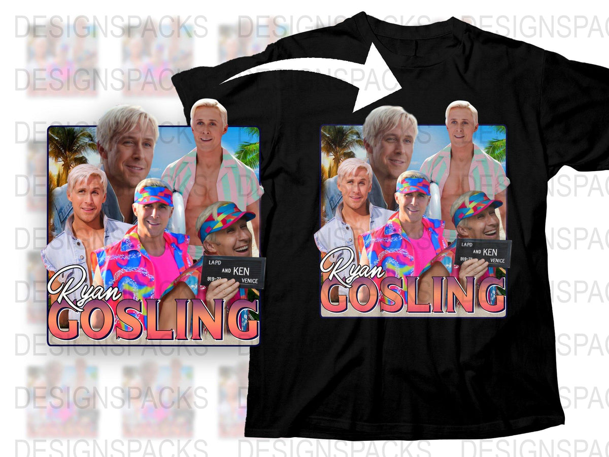 Ryan Gosling Graphic T-Shirt, Vintage Photo Collage, Colorful Pop Art Style, Soft Cotton Tee, Unisex Fashion Top