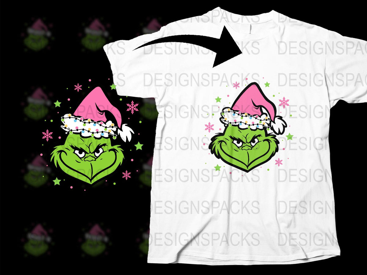 Funny Christmas Grinch T-Shirt, Holiday Santa Hat Graphic Tee, Unisex Winter Apparel