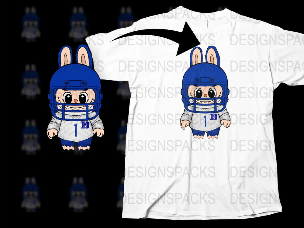 Cartoon Rabbit Football Player T-Shirt, Cute Bunny Sports Tee, Kids and Adults Sizes Available