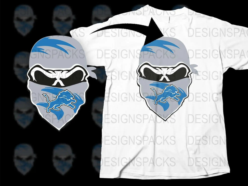 Stylish Graphic T-Shirt with Blue Lion Skull Design, Modern Urban Fashion, Cool Streetwear, Unisex Casual Tee