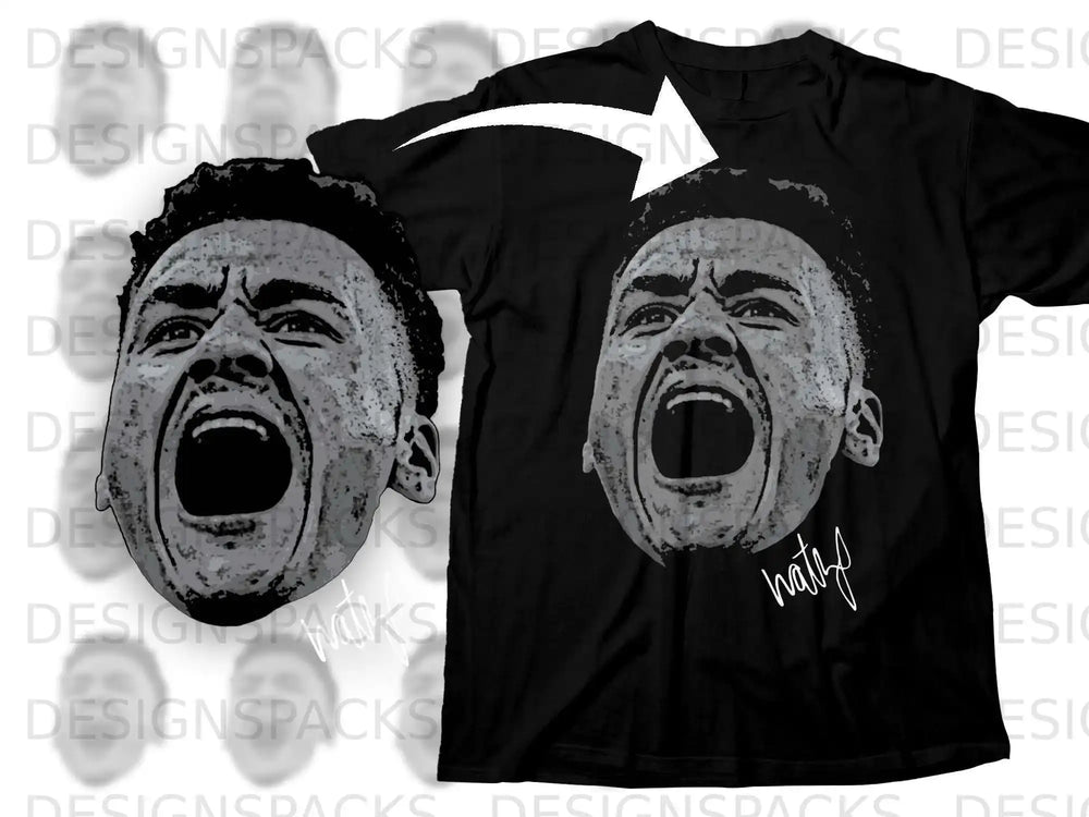 Face Scream Graphic Black T-Shirt with Signature Design