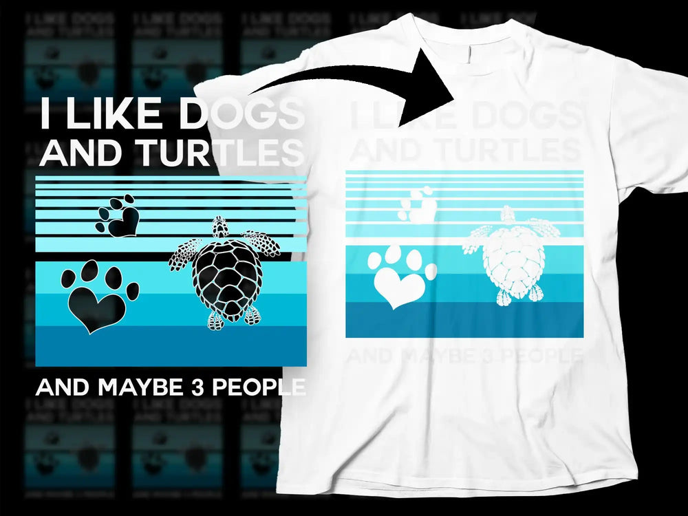 I Like Dogs and Turtles Graphic Tee, Funny Animal Lover White T-Shirt, Unisex Cotton Shirt