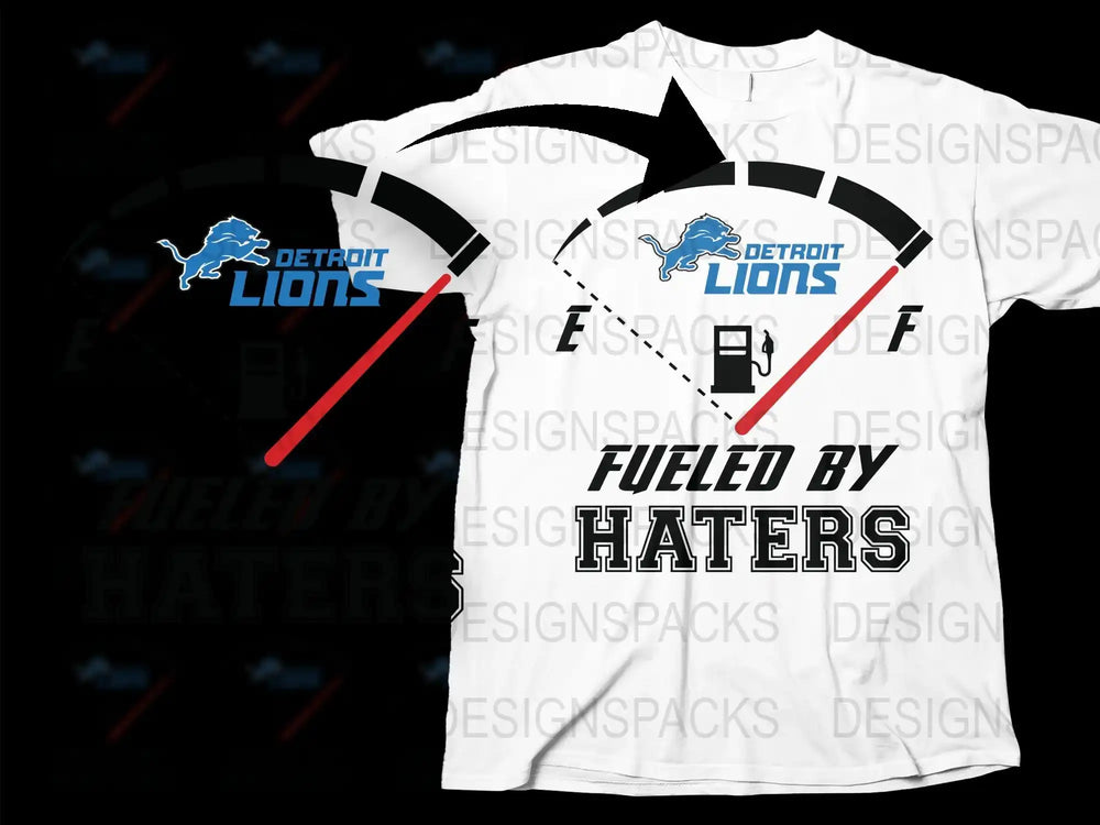 Detroit Lions Inspired T-Shirt, Fueled by Haters Graphic Tee, Sports Fan Apparel, Football Themed Casual Wear