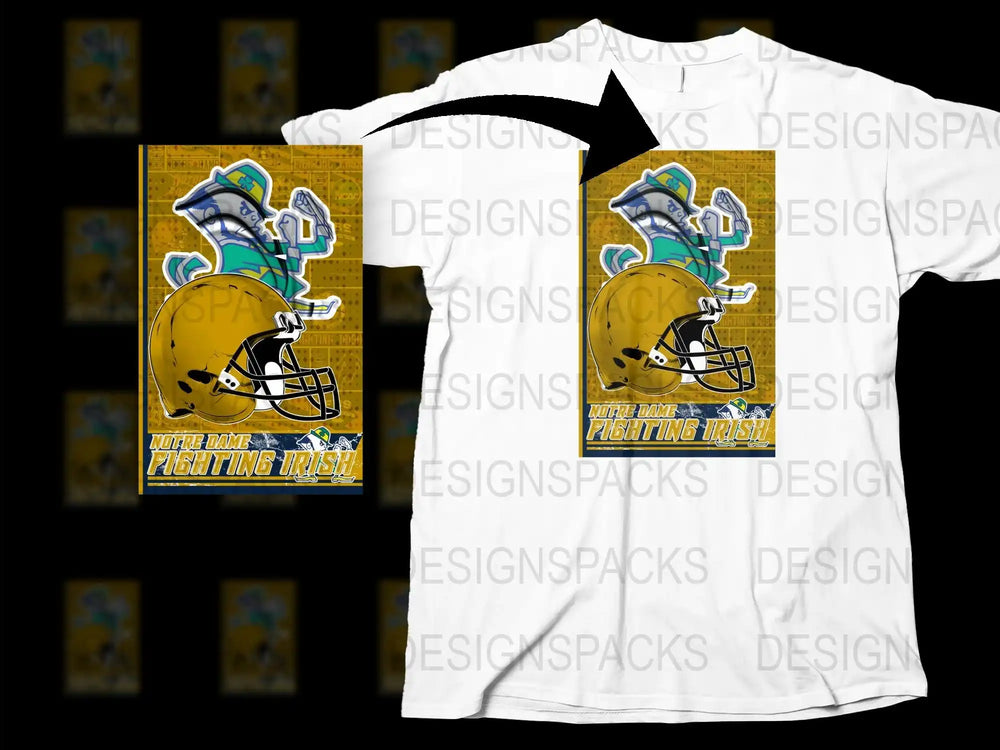 Notre Dame Fighting Irish Football Helmet Graphic T-Shirt, Vintage College Sports Apparel, Unisex White Tee