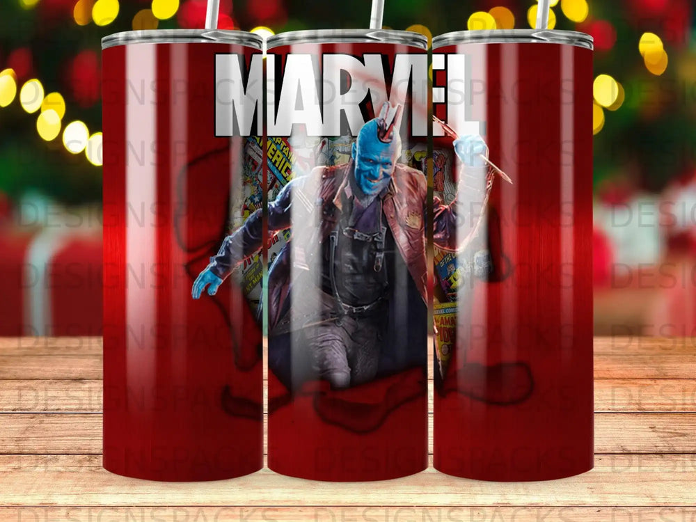 Marvel comic art featuring a superhero with a blue face and red mohawk.