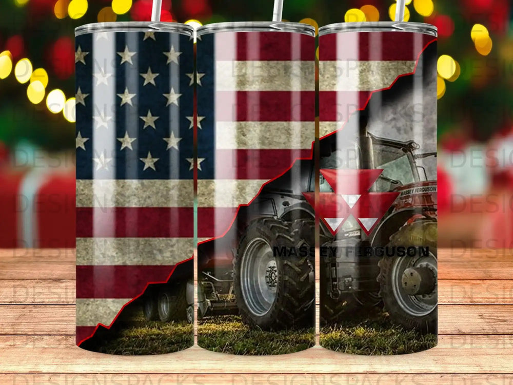 Tractor with American flag pattern wrap