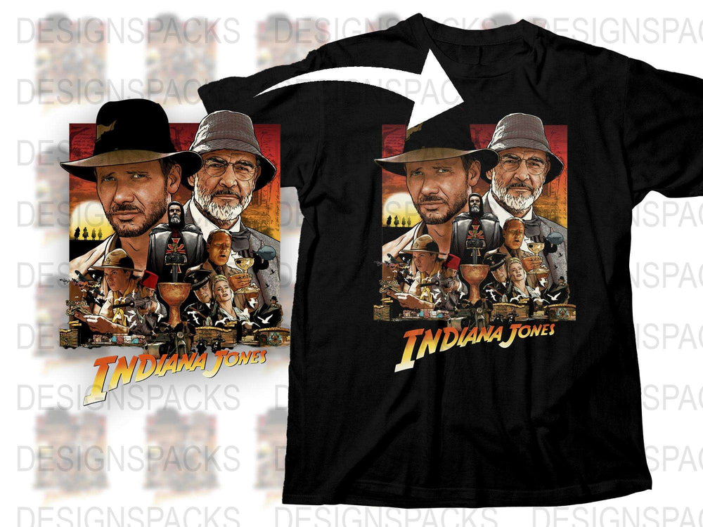 Indiana Jones T-Shirt, Adventure Movie Graphic Tee, Vintage Style Men's Shirt, Unique Film Apparel
