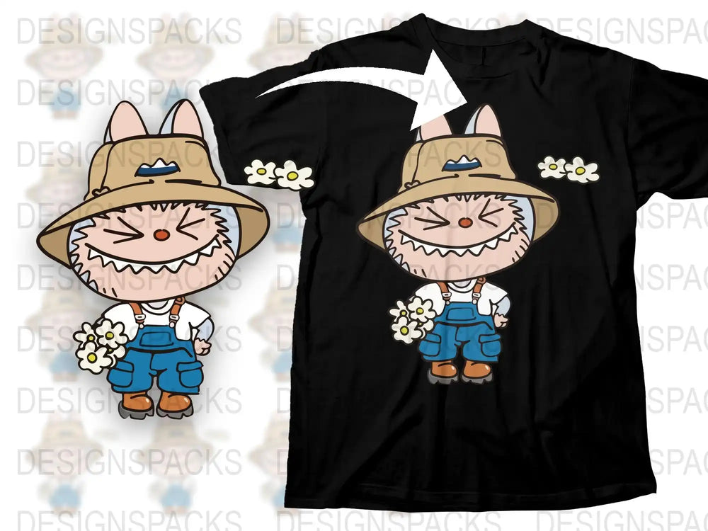 Cute Scarecrow T-Shirt, Fall Season Farm Style Tee, Floral Hat Design, Unisex Kids and Adults Fashion