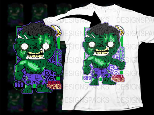 Unique Green Zombie Cartoon Graphic T-Shirt, Unisex Casual Streetwear, Vibrant Comic Style Tee, Trendy Youthful Cool Design Shirt