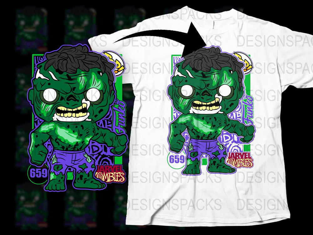 Unique Green Zombie Cartoon Graphic T-Shirt, Unisex Casual Streetwear, Vibrant Comic Style Tee, Trendy Youthful Cool Design Shirt