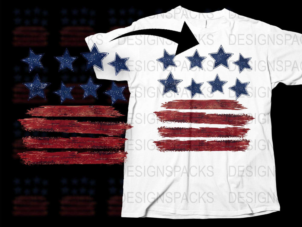 American Flag Distressed Design T-Shirt, Patriotic USA Stars and Stripes Tee, Unisex 4th of July Outfit