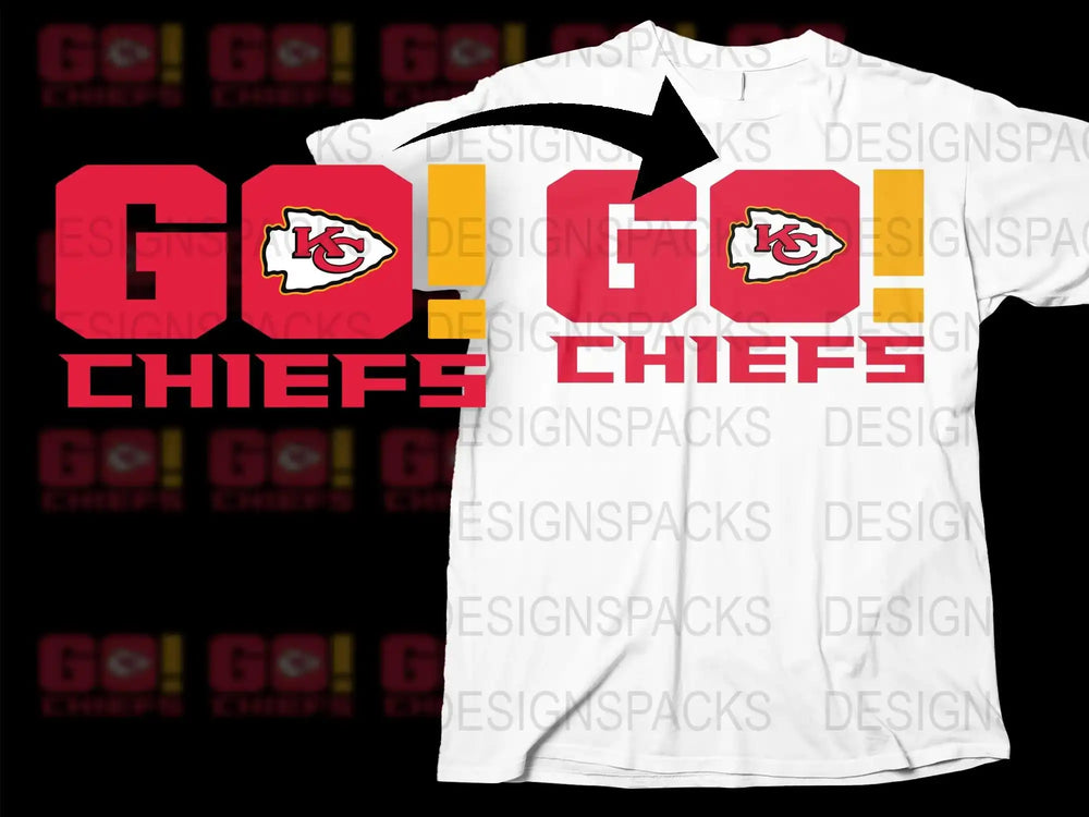 Kansas City Chiefs T-Shirt, Go Chiefs Bold Graphic, Red and White Football Fan Gear, Unisex Sports Apparel
