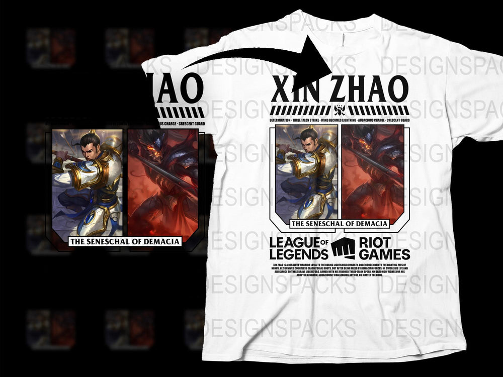 League of Legends Xin Zhao T-Shirt, Demacia Senechal Graphic Tee, Gamer Clothing, Riot Games Merchandise